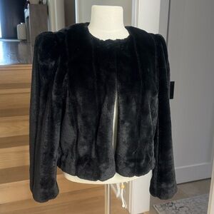 MICHAEL KORS Black Faux Fur Jacket | Size M | Elegant Cropped Style